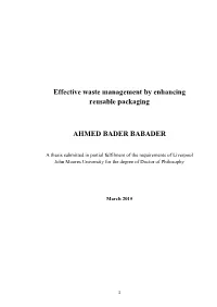 Effective Waste Management by Enhancing Reusable Packaging