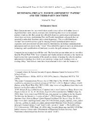 Fourth Amendment “Papers” and the Third-Party Doctrine