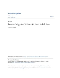 Furman Magazine. Volume 46, Issue 3 - Full Issue Furman University