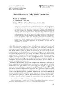Social Identity in Daily Social Interaction