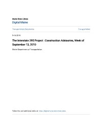 The Interstate 295 Project : Construction Advisories, Week of September 13, 2010