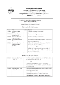 तमिलनाडु केन्द्रीय विश्िविद्यालय Electives for the Odd Semester Elec