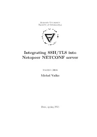 Integrating SSH/TLS Into Netopeer NETCONF Server