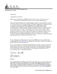 GAO-09-878R Project Bioshield Act: HHS Has Supported Development