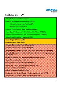 Institution List „A“
