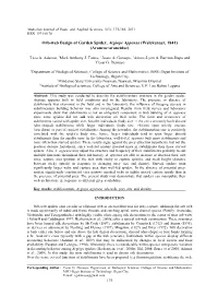 Orb-Web Design of Garden Spider, Argiope Appensa (Walckenaer, 1841) (Araneae:Araneidae)