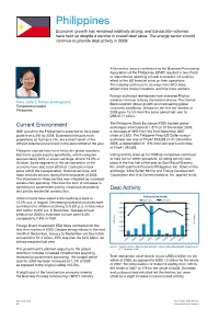 Philippines Economic Growth Has Remained Relatively Strong, and Transaction Volumes Have Held up Despite a Decline in Overall Deal Value