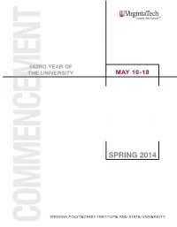 SPRING 2014 May 16-18 ® University Dignitaries and Invited Speakers Charles W