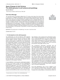 Game Changer in Soil Science. the Anthropocene in Soil Science And