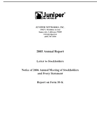 Juniper Networks Annual Report 2005