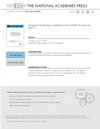 Strategies for Building Confidence in the COVID-19 Vaccines (2021)