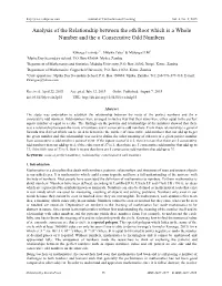 Analysis of the Relationship Between the Nth Root Which Is a Whole Number and the N Consecutive Odd Numbers
