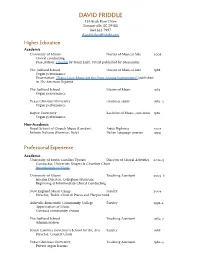 David Friddle-CV-Complete.Pdf
