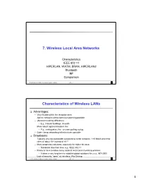 IEEE 802.11 HIPERLAN, WATM, BRAN, HIPERLAN2 Bluetooth RF Comparison