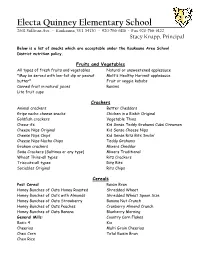 Nutritious Snack List