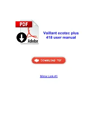 Vaillant Ecotec Plus 418 User Manual