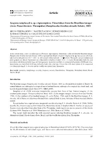Zootaxa, Isospora Ramphoceli N. Sp. (Apicomplexa: Eimeriidae) from The