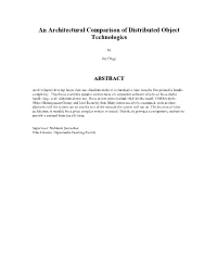 An Architectural Comparison of Distributed Object Technologies