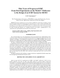 Fifty Years of Progress in ICRF, from First Experiments on the Model C Stellarator to the Design of an ICRF System for DEMO