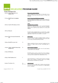 Melbourne Program Guide