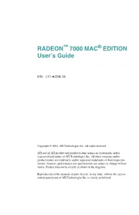 RADEON 7000 MAC EDITION User's Guide