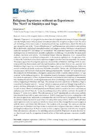 Religious Experience Without an Experiencer: the 'Not I'in Sam. Khya