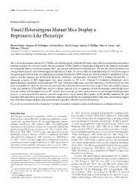 Vmat2heterozygous Mutant Mice Display a Depressive-Like Phenotype