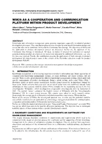 Wikis As a Cooperation and Communication Platform Within Product Development