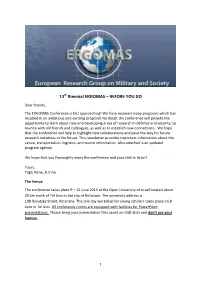 13 Biennial ERGOMAS – BEFORE YOU GO