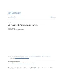 A Twentieth Amendment Parable John C