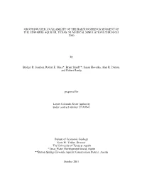 Groundwater Availability of the Barton Springs Segment of the Edwards Aquifer, Texas: Numerical Simulations Through 2050