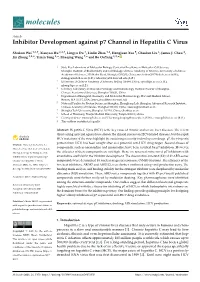 Inhibitor Development Against P7 Channel in Hepatitis C Virus