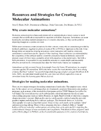 Resources and Strategies for Creating Molecular Animations