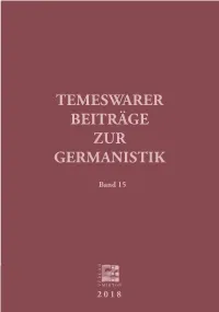 Temeswarer Beiträge Zur Germanistik Sind in Internationalen Datenbanken (ZDB, BDSL, Gin, SCIPIO, BASE, EZB, MLA, BLLDB U
