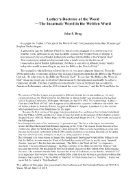 The Incarnate Word in the Written Word