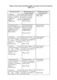 Volume of the Works of Potential Supplier (Provision of Services) for the Last Eight Years