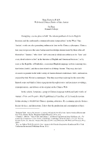 Web-Based Chinese Fanfic of Jane Austen Jin Feng Grinnell College
