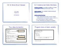 About Classes 14.1 Instance and Static Members Tree Class