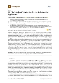 AC “Back to Back” Switching Device in Industrial Application