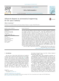 Advanced Degrees in Astronautical Engineering for the Space Industry