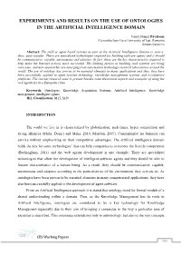 Experiments and Results on the Use of Ontologies in the Artificial Intelligence Domain