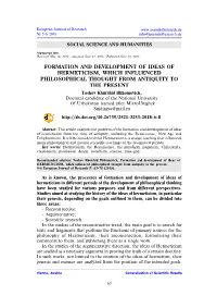 Formation and Development of Ideas of Hermeticism