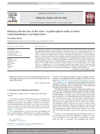 Intimacy and the Face of the Other: a Philosophical Study of Infant Institutionalization and Deprivation