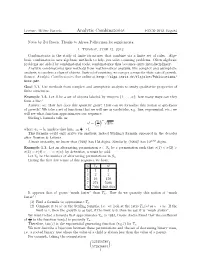Analytic Combinatorics ECCO 2012, Bogot´A