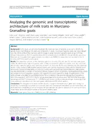 Analyzing the Genomic and Transcriptomic Architecture of Milk
