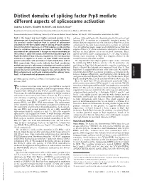 Distinct Domains of Splicing Factor Prp8 Mediate Different Aspects of Spliceosome Activation
