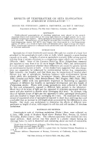 Effects of Temperature on Seta Elongation in Atrichum Undulatum^ 2- 3