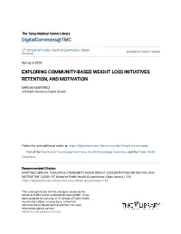 Exploring Community-Based Weight Loss Initiatives, Retention, and Motivation