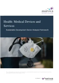 Health: Medical Devices and Services Sustainable Development Sector Analysis Framework