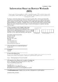 Information Sheet on Ramsar Wetlands (RIS)
